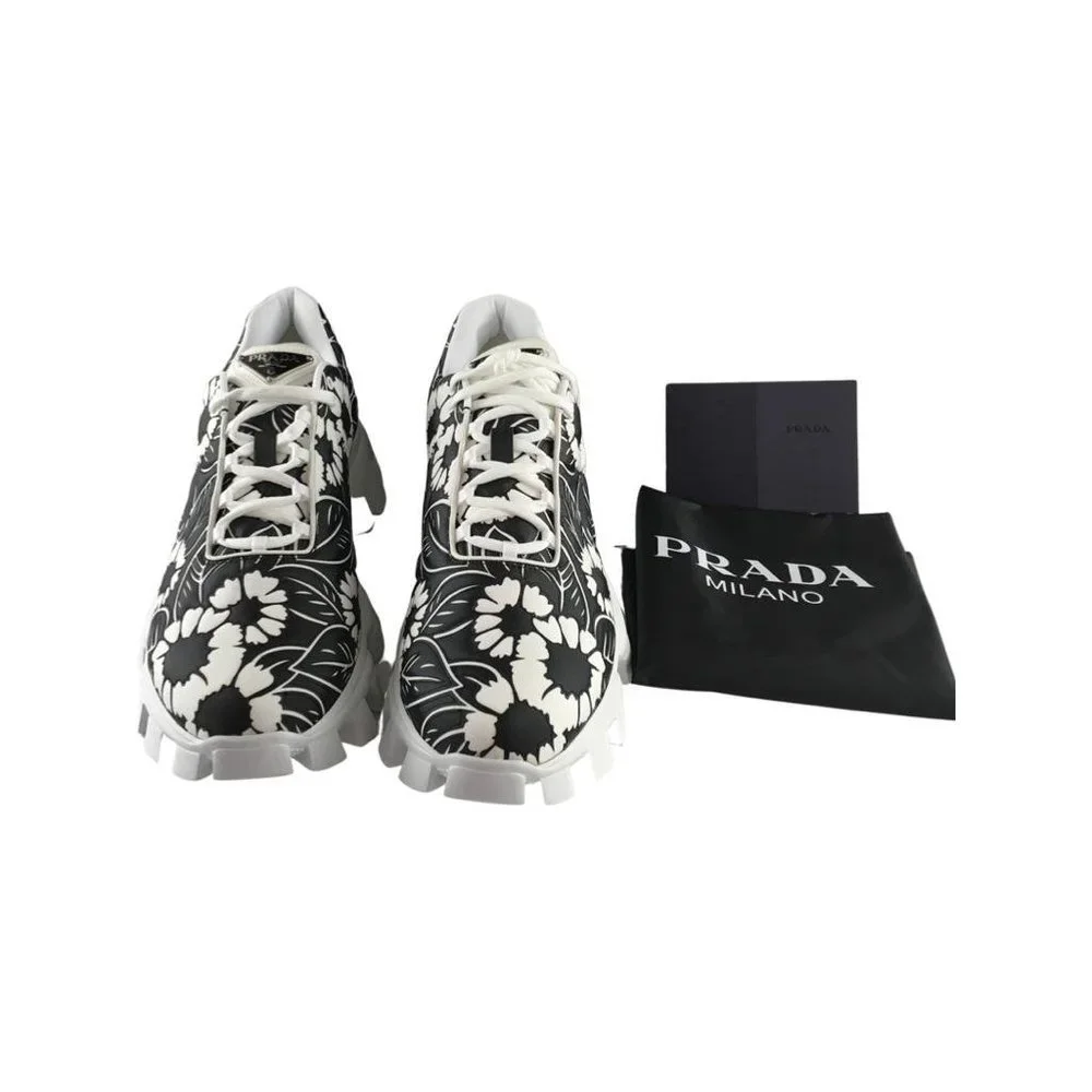 Prada Men's Cloudbust Sneakers Print Floral Black & White Size 9.5 - Picture 4 of 9
